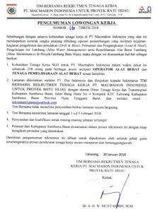 Macmahon Lowongan Januari