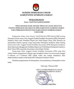 Pengumuman Seleksi Tertulis PPK KSB